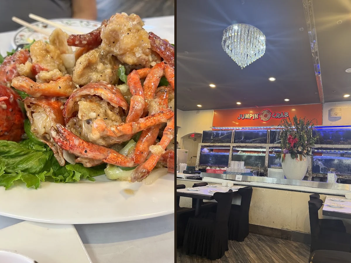 Vietnamese seafood dishes arranged for lunch service.